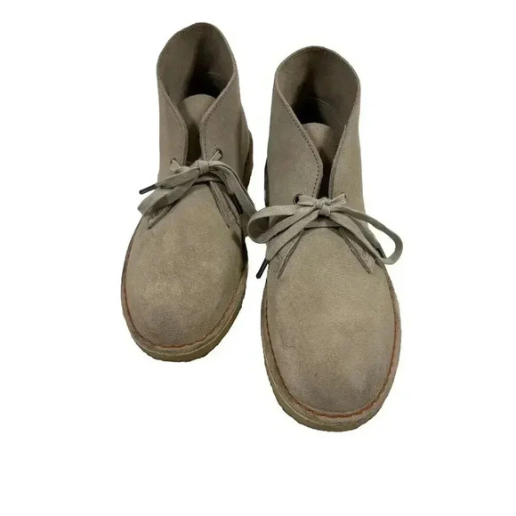 Clarks Bushacre II Mens 8 Gray Tan Suede Leather Chukka Desert Lace Up Boots - Picture 3 of 8
